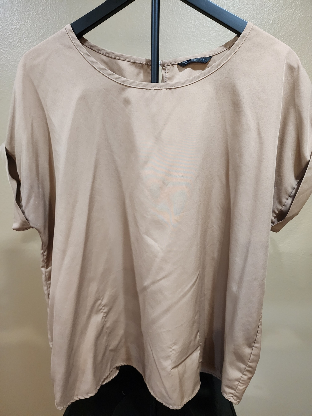 SHEIN Beige Short Sleeve Boxy Blouse